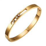 CZ Golden Woman Bracelet Bangle Crystal Rhinestones Sliding Party Band
