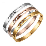CZ Golden Woman Bracelet Bangle Crystal Rhinestones Sliding Party Band