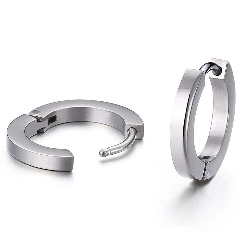 Titanium CZ Hoop Earring for Women Men 13mm