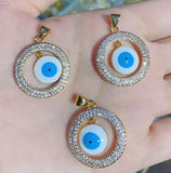 CZ Pave Eye Heart Pendant Necklace Romantic Gift Jewelry