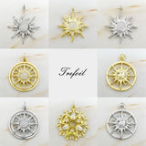 Sun Pendants 925 Silver With Zirconia Golden - Fine Jewelry for Women
