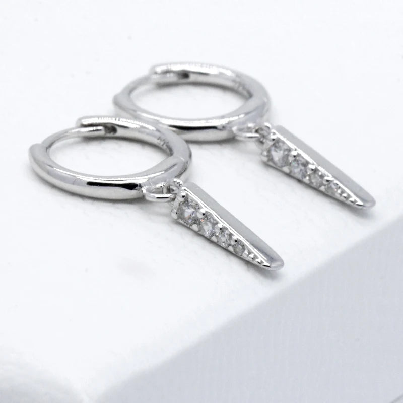 Real 925 Silver CZ Tangle Geometric Earrings for Women