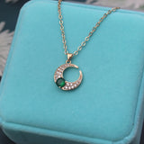 Moon Crystal Pendant Necklace CZ Stone Zircon Crescent Vintage Jewelry