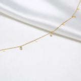 CZ Teardrop Charm Choker Necklace, Water Drop Layering Dangling