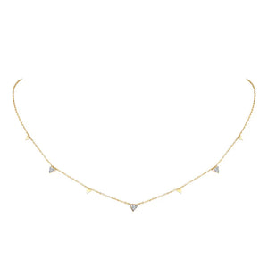 CZ Teardrop Charm Choker Necklace, Water Drop Layering Dangling