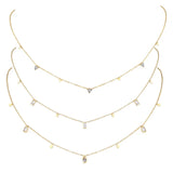 CZ Teardrop Charm Choker Necklace, Water Drop Layering Dangling