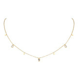 CZ Teardrop Charm Choker Necklace, Water Drop Layering Dangling