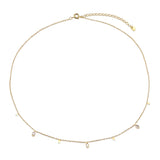 CZ Teardrop Charm Choker Necklace, Water Drop Layering Dangling