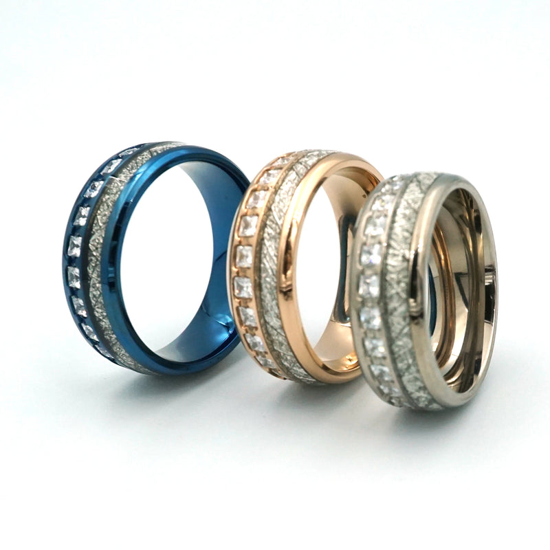 CZ Wedding Band Rings Couples Stainless Steel Anniversary Gift