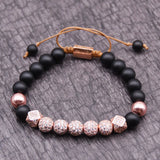 CZ Zircon Ball Charm Bracelet 8mm Beads Men Women Braided Jewelry