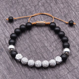 CZ Zircon Ball Charm Bracelet 8mm Beads Men Women Braided Jewelry