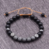 CZ Zircon Ball Charm Bracelet 8mm Beads Men Women Braided Jewelry
