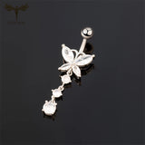CZ Zircon Butterfly Belly Button Rings 14G Stainless Steel Navel Piercing