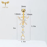 CZ Zircon Butterfly Belly Button Rings 14G Stainless Steel Navel Piercing