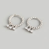 CZ Zircon Pendant Small Huggie Hoop Earrings 925 Sterling Silver Wedding Jewelry