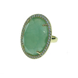 Adjustable CZ Zircon Full Rings Natural Lapis Opal Quartz Stone