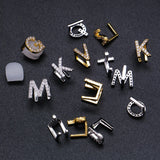 CZ Zircon Stone Pave Single Letter Teeth Grillz Men Name Grills