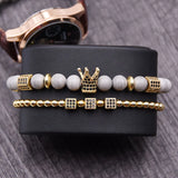 CZ Zirconia King Crown Gear Spacer Bracelet Men Jewelry