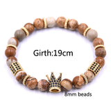 CZ Zirconia King Crown Gear spacer Charms Bracelet