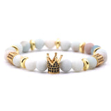 CZ Zirconia King Crown Gear Spacer Bracelet Men Jewelry