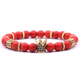 CZ Zirconia King Crown Gear spacer Charms Bracelet