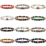 CZ Zirconia King Crown Gear Spacer Bracelet Men Jewelry