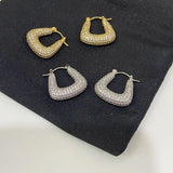 CZ Stone Trapezoid Hoop Earrings for Women - Geometric Dainty Jewelry