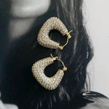 CZ Stone Trapezoid Hoop Earrings for Women - Geometric Dainty Jewelry