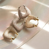CZ Stone Trapezoid Hoop Earrings for Women - Geometric Dainty Jewelry