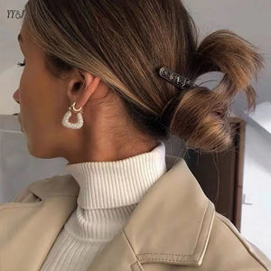 CZ Stone Trapezoid Hoop Earrings for Women - Geometric Dainty Jewelry