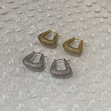 CZ Stone Trapezoid Hoop Earrings for Women - Geometric Dainty Jewelry