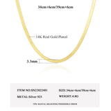 14K Plated Snake Necklace Real S925 Silver for Women