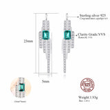 925 Silver Emerald Blue-Green Gemstone CZ Stud Earrings