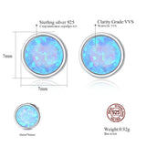 925 Silver Round Opal Stud Earrings for Women