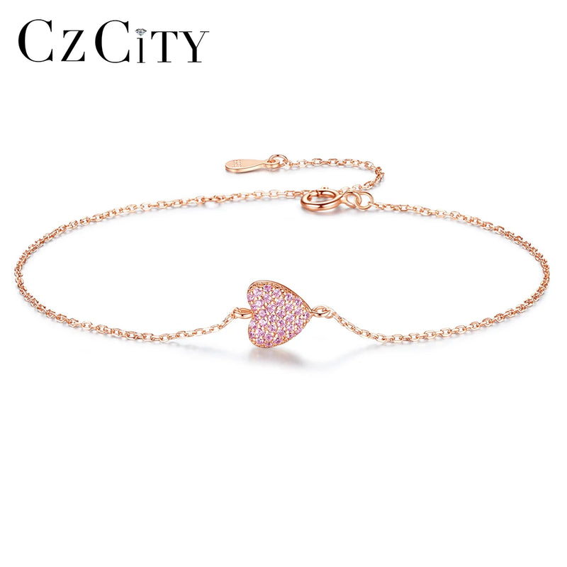 925 Silver Heart CZ Charming Fine Jewelry for Christmas Gift