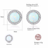 925 Silver CZ Opal Stud Earrings Delicate Wraped Round Women Jewelry