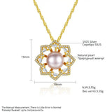 925 Sterling Silver Flower Pendant Necklace Natural Pearl Jewelry