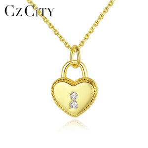 925 Silver Heart Lock Pendant Necklace Women Romantic Fine Jewelry