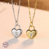 925 Silver Heart Lock Pendant Necklace Women Romantic Fine Jewelry