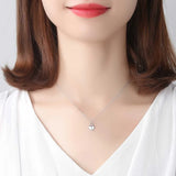 925 Silver Heart Lock Pendant Necklace Women Romantic Fine Jewelry