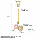 925 Sterling Silver Heart Pendant Necklace with Natural Pearl