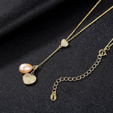 925 Sterling Silver Heart Pendant Necklace with Natural Pearl