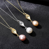 925 Silver Pendant Necklaces Women Natural Pearl Colar Christmas