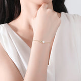 925 Silver Charms Chain Bracelet Golden Snake Natural Pearl Gift