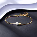 925 Silver Charms Chain Bracelet Golden Snake Natural Pearl Gift