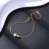 925 Silver Charms Chain Bracelet Golden Snake Natural Pearl Gift
