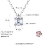 925 Silver Square Pendant CZ Women's Necklace Wedding Stunning Crystal Jewelry