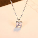 925 Silver Square Pendant CZ Women's Necklace Wedding Stunning Crystal Jewelry
