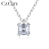 925 Silver Square Pendant CZ Women's Necklace Wedding Stunning Crystal Jewelry