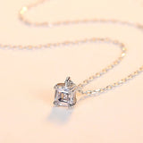 925 Silver Square Pendant CZ Women's Necklace Wedding Stunning Crystal Jewelry